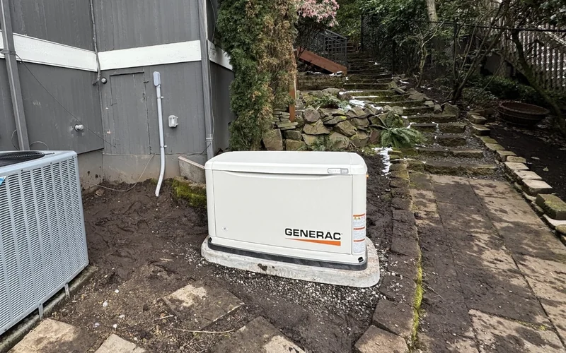 Genuine Generac standby generator installed beside a home