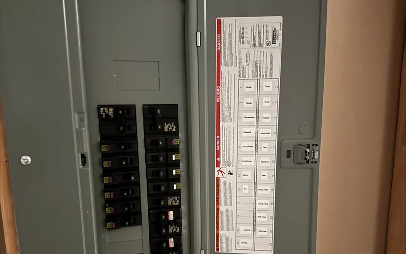 Installed electrical subpanel and branch-circuit wiring