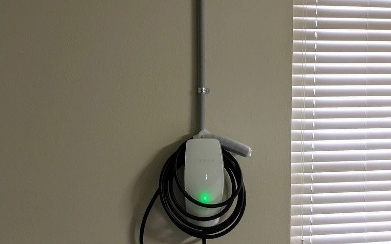 Tesla Wall Connector installed on an interior wall