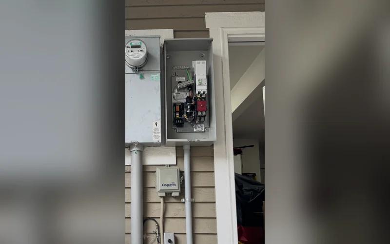 Generator transfer-switch enclosure and adjacent electrical distribution